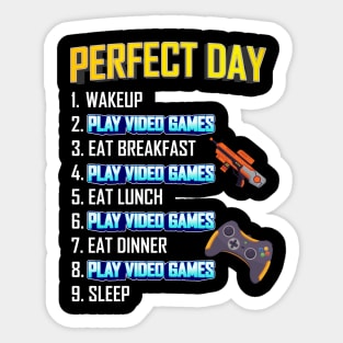 My Perfect Day Play Video Games  Funny Cool Gamer Sticker